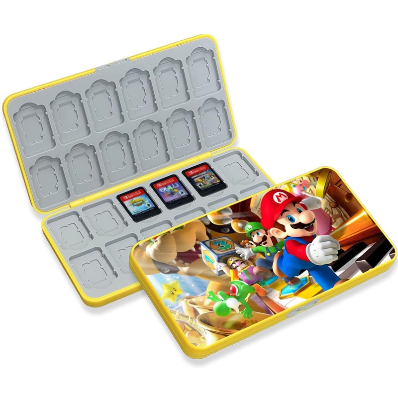 doepeBAE Switch Game Card Case Compatible with Nintendo Switch,Game Card Storage Holder,New Portable Thin Card Protection Case with 24 Game Card Slots and 48 TF Card Slots (24T Yellow) - Image 1